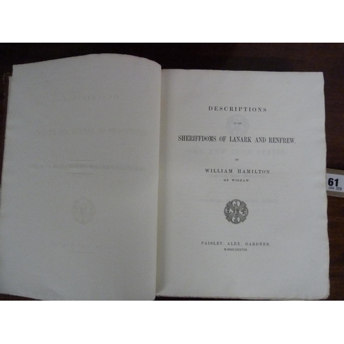 61 - MACKENZIE R. D. Kilbarchan, A Parish History. Frontis & map. Quarto. Orig. red cloth, fading. Pa... 