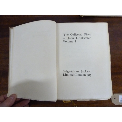 64 - DRINKWATER JOHN. The Collected Plays. 2 vols. Ltd. ed. 125/230. Orig. cream cloth, some browning. 19... 