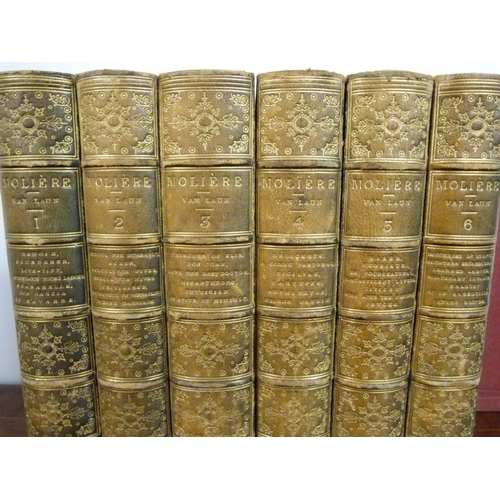 71 - MOLIERE. The Dramatic Works, trans. by H. Van Laun. 6 vols. Eng. frontis & plates. Fine blue mor... 