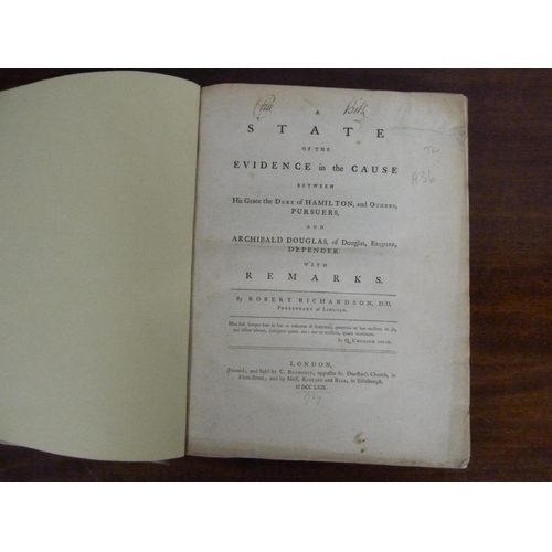 91 - RICHARDSON ROBERT. A State of the Evidence in the Cause Between His Grace the Duke of Hamilton &... 