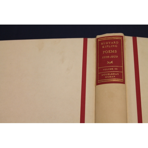 204 - KIPLING RUDYARD.  Poems, 1886-1929. 3 vols. Ltd. ed. 537, this one unnumbered, unsigned & largel... 