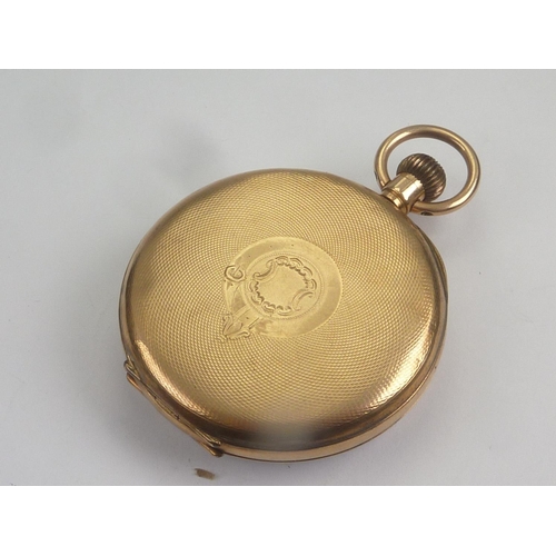 110 - Swiss 9ct gold keyless watch, 1909, with easel case.