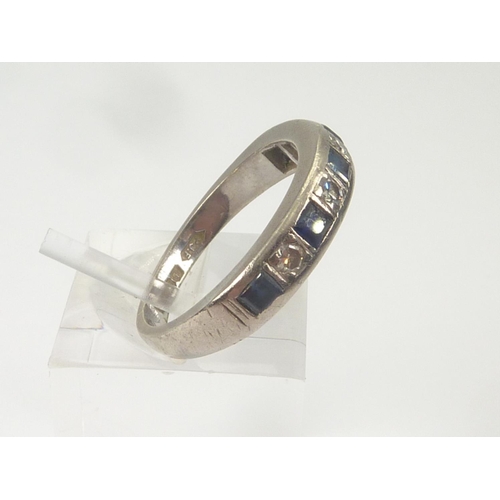 35 - Half eternity ring with alternating sapphires and diamonds in 18ct white gold 1975. Size 'L 1/2'.