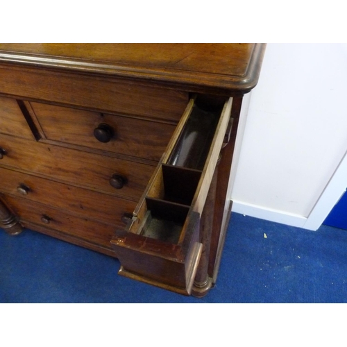 616 - Victorian mahogany bookcase cabinet, the upper section enclosed by glazed doors over four drawers wi... 