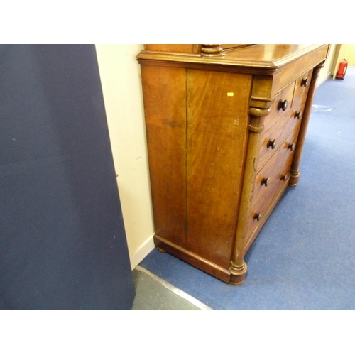 616 - Victorian mahogany bookcase cabinet, the upper section enclosed by glazed doors over four drawers wi... 