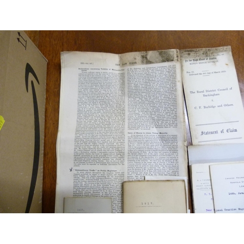 103 - Documents & Ephemera - Buckingham.  1917-1921. Bundles of legal correspondence & documents, ... 