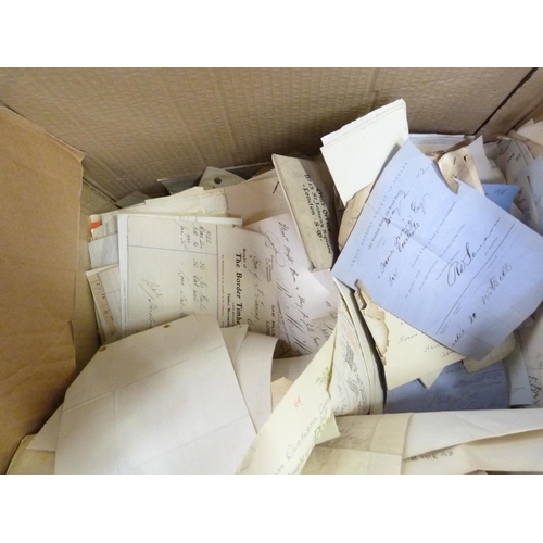 111 - Documents & Ephemera.  Box with an accumulation of old billheads, receipts, share certifica... 