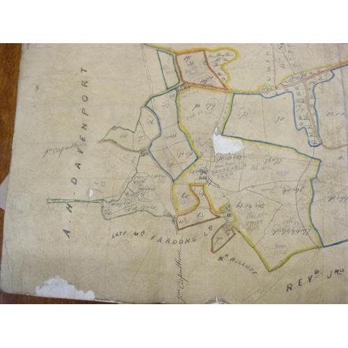 113 - Documents & Ephemera - Henbury Hall - Cheshire.  1861. Large hand drawn-traced & coloured pl... 