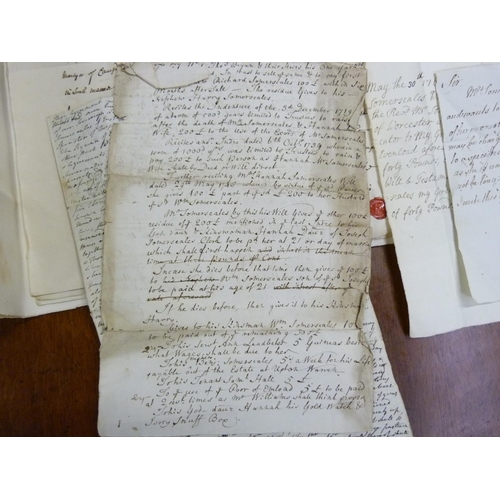 116 - Documents & Ephemera - Evenlode - Worcester.  1719-1790's. Bundle of papers relating to the Some... 