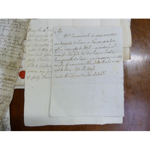 116 - Documents & Ephemera - Evenlode - Worcester.  1719-1790's. Bundle of papers relating to the Some... 