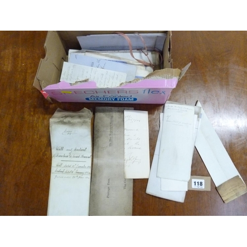 118 - Documents & Ephemera - Sussex - Percival Family.  1848-1880's. Bundle of probate & legal pap... 