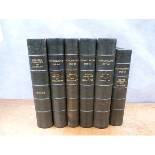 297 - ROYAL INSTITUTE OF CHEMISTRY.  Monographs. 5 bound vols. in uniform half dark green morocc... 