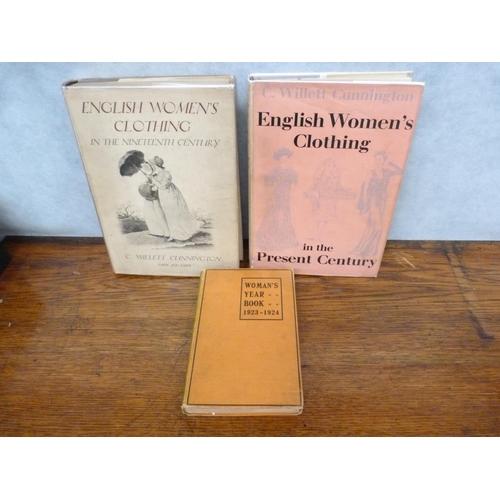 69 - WILLETT CUNNINGTON C.  English Women's Clothing. 2 vols. Col. & other illus. Quarto. Orig. ... 