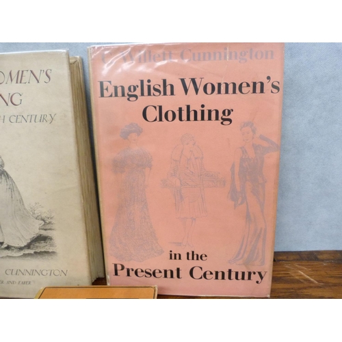 69 - WILLETT CUNNINGTON C.  English Women's Clothing. 2 vols. Col. & other illus. Quarto. Orig. ... 