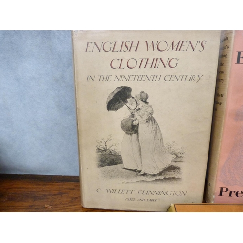 69 - WILLETT CUNNINGTON C.  English Women's Clothing. 2 vols. Col. & other illus. Quarto. Orig. ... 