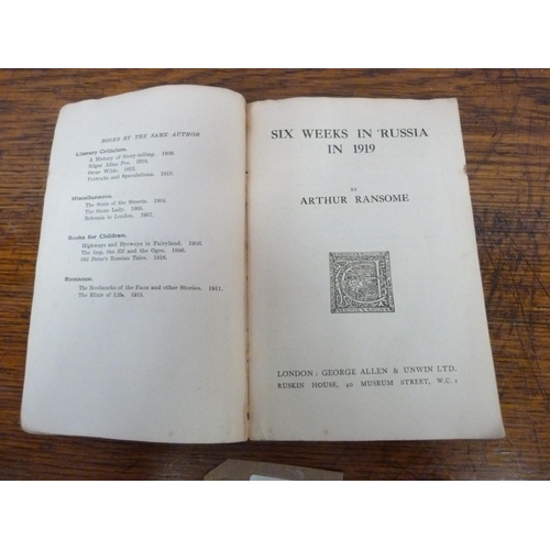 79 - RANSOME ARTHUR.  Six Weeks In Russia In 1919. Orig. prntd. wrappers. N.d. but ownership inscrip... 