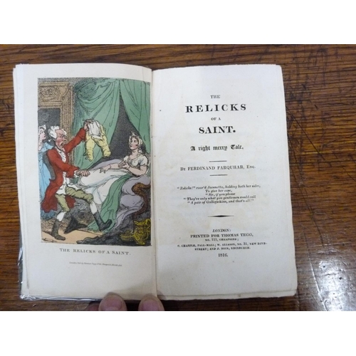 85 - FARQUHAR FERDINAND.  The Relicks Of A Saint, A Right Merry Tale. Hand col. frontis by Rowlandso... 