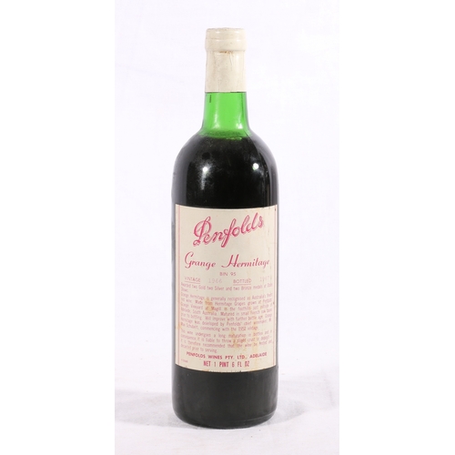 195 - PENFOLDS Grange Hermitage Bin 95 1966, bottled 1967, Penfolds Wines PTY LTD Adelaide, 1 pint 6 fl oz