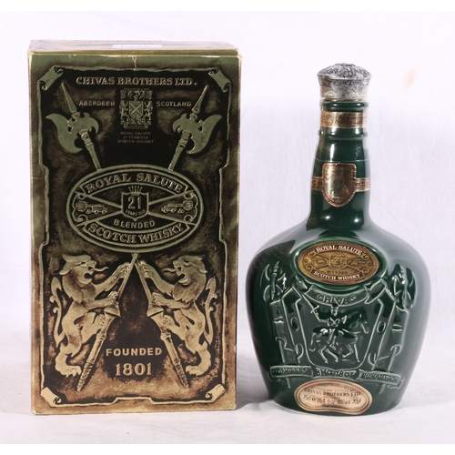 209 - Chivas Brothers ROYAL SALUTE 21 year old blended Scotch whisky 75cl 40%vol in emerald green Spode de... 