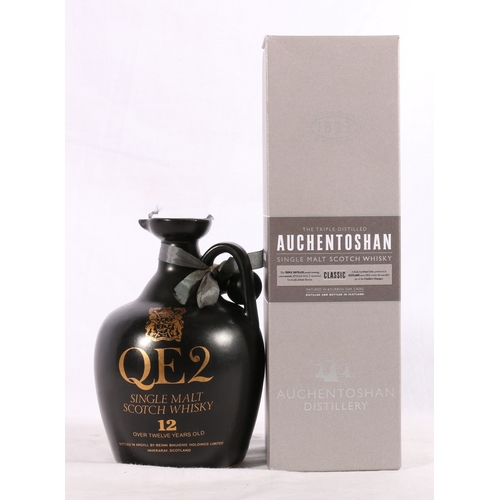 219 - QE2 12 year old single malt Scotch whisky bottled in ceramic flagon and AUCHENTOSHAN Classic NAS sin... 