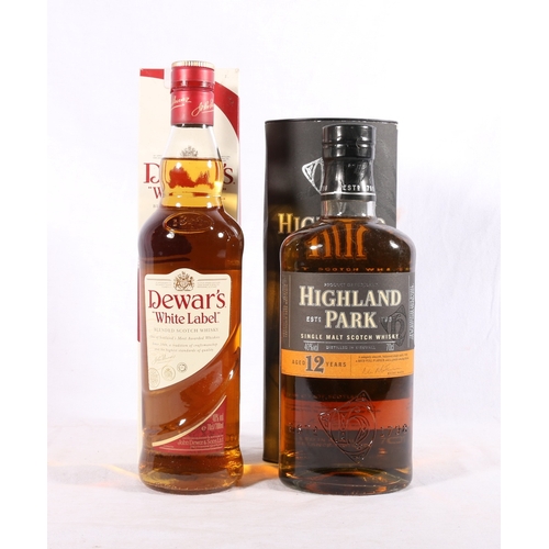 222 - HIGHLAND PARK 12 year old single malt Scotch whisky 70cl 40% vol and DEWARS white label blended Scot... 