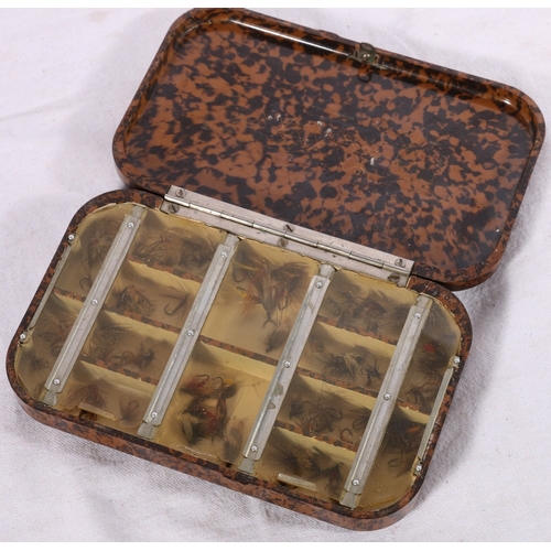 234 - Hardy style faux tortoiseshell fishing fly case, 16cm wide