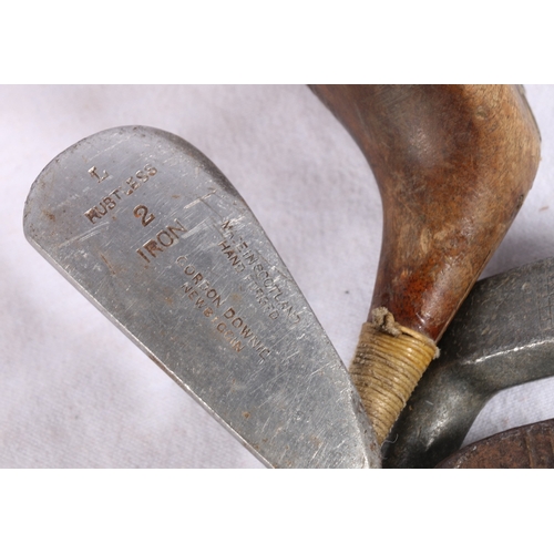 240 - Four golf clubs including Imperial Golf Company Flat XX putter, Tom Watt magic machie niblick, Gordo... 