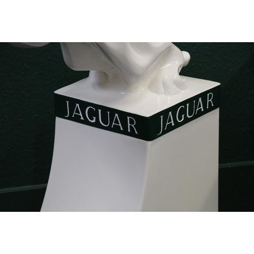 245 - Jaguar car manufacturer advertising model figure head, 97cm x 98cm.