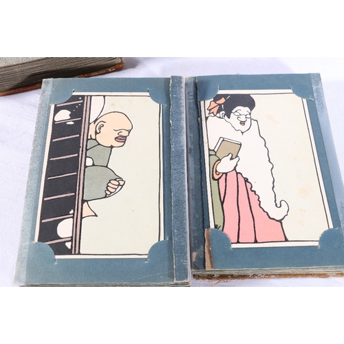 252 - Two albums containing approximately 180 early 20th century Japanese postcards, most are humorous alt... 