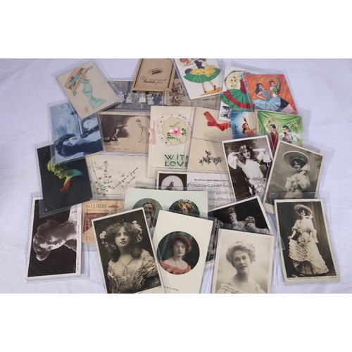 260 - A collection of nearly 200 postcards some real photographic portraits, glamour, stage stars facsimil... 