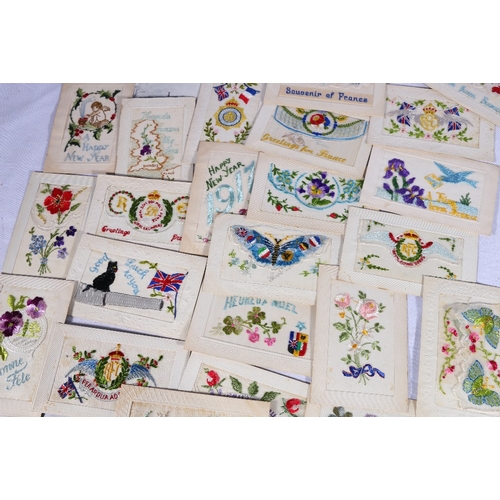 261 - Approximatley 230 postcards including much WWI bombardment destruction, 27 French embroidered silk c... 