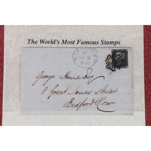 303 - GB Vic 1d penny black on cover tied with black Maltese cross and CDS for 9th October 1840 in Westmin... 