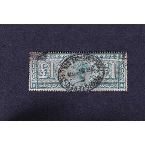 304 - GB vic £1 one pound green with CDS date 29th September 1894 SG cat £800