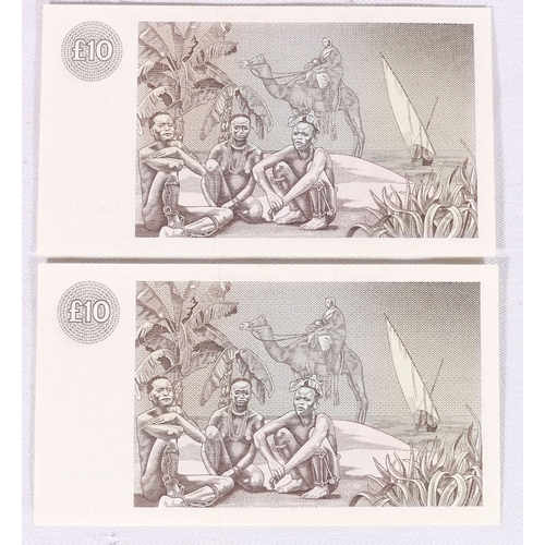 323 - Clydesdale Bank PLC two consecutive £10 ten pound banknotes 18th September 1987 A R Cole Hamil... 