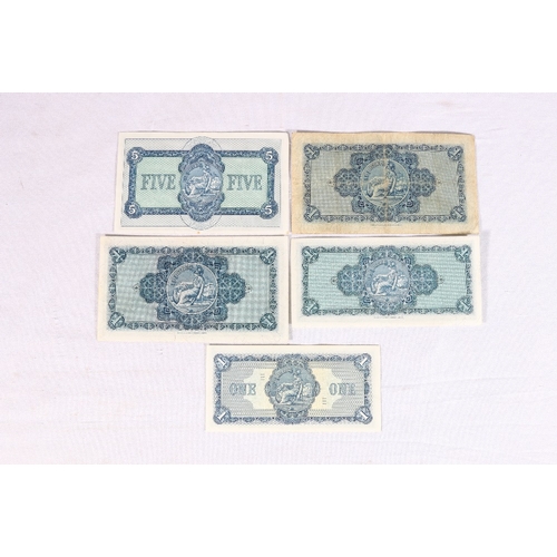 354 - The British Linen Bank £5 five pound banknote 16th June 1964 Walker G/12 317561 SC216b and four £1 b... 