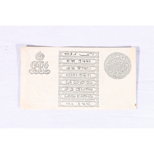 376 - INDIA one rupee banknote 1917 Gubbay, rayed star in square watermark B/37 811302, Government of Indi... 