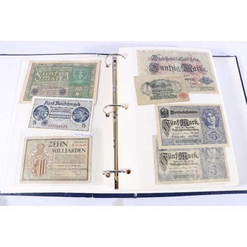 378 - Approx. one hundred and sixty (160) German banknotes within blue ring binder