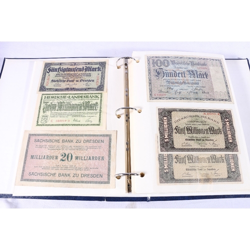 378 - Approx. one hundred and sixty (160) German banknotes within blue ring binder