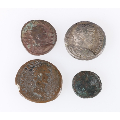 390 - Four Roman coins including Nerva AD96-98 copper as S3060?, Florian 276AD billon antoninianus, Valent... 