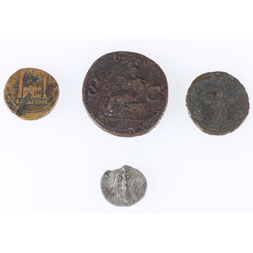 401 - Four Roman coins including Allectus AD293-294 billon antoninianus Augustus BC27-AD14 silver denarius... 