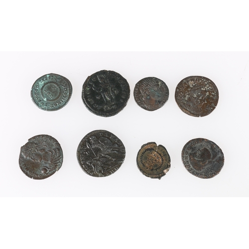 406 - Eight Roman coins including Constantine I AD307-337 billon follis S16060, 4.2g, Constantine I AD307-... 