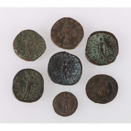 411 - Roman coins including Gordian III AD238-244 bronze sestertius S8733, S8702, S8710 and another, Sever... 