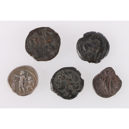 417 - Roman Republica silver denarius c112BC obv. helmeted head of Roma r. rev. possibly Jupiter standing ... 