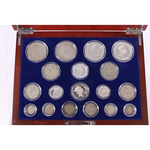 433 - Danbury Mint The House of Windsor silver eighteen coin collection with George V silver jubilee crown... 