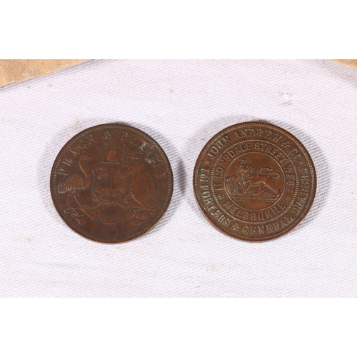 445 - AUSTRALIA Victoria (1837-1901) penny token for John Andrew & Co Importers & General Drapers ... 