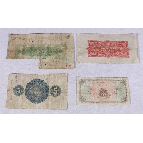 469 - Stockton on Tees Bank £5 banknote 1st September 1886 partial only, Belfast Banking Company &po... 