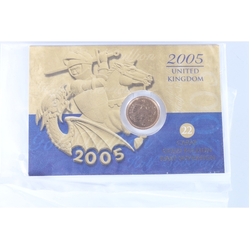 482 - The Royal Mint UNITED KINGDOM Elizabeth II gold bullion half sovereign 2005 in carded sleeve