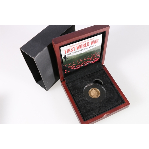 489 - BAILIWICK OF JERSEY Elizabeth II gold proof one pound 2018 commemorating the Centenary of the first ... 