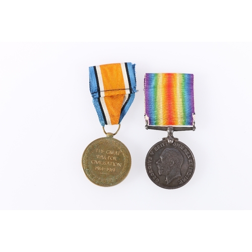 503 - WWI pair comprising war medal and victory medal to 113917 SPR J BEATTIE RE (Royal Engineers) 