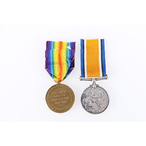 513 - WWI pair comprising war medal and victory medal to 5603 PTE F WALTERS R SCOTS (Royal Scots)